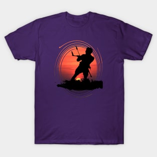 Kitesurfing Enthusiast Riding A Wave Silhouette And Sunset T-Shirt